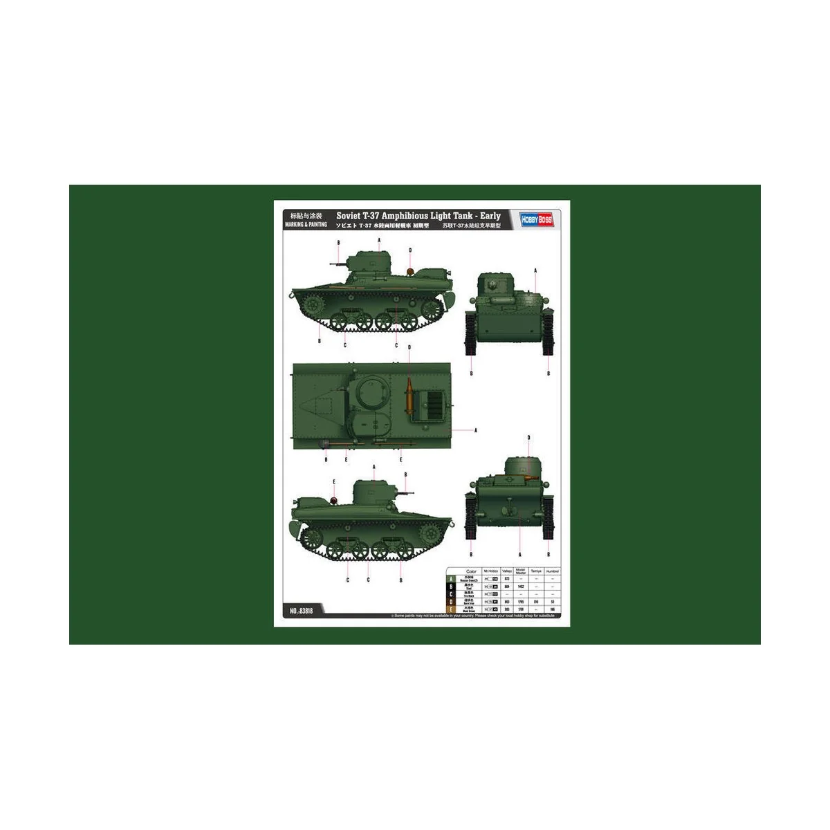 Soviet T-37 Amphibious Light Tank-Early, 1/35 - Hobby Boss 83818