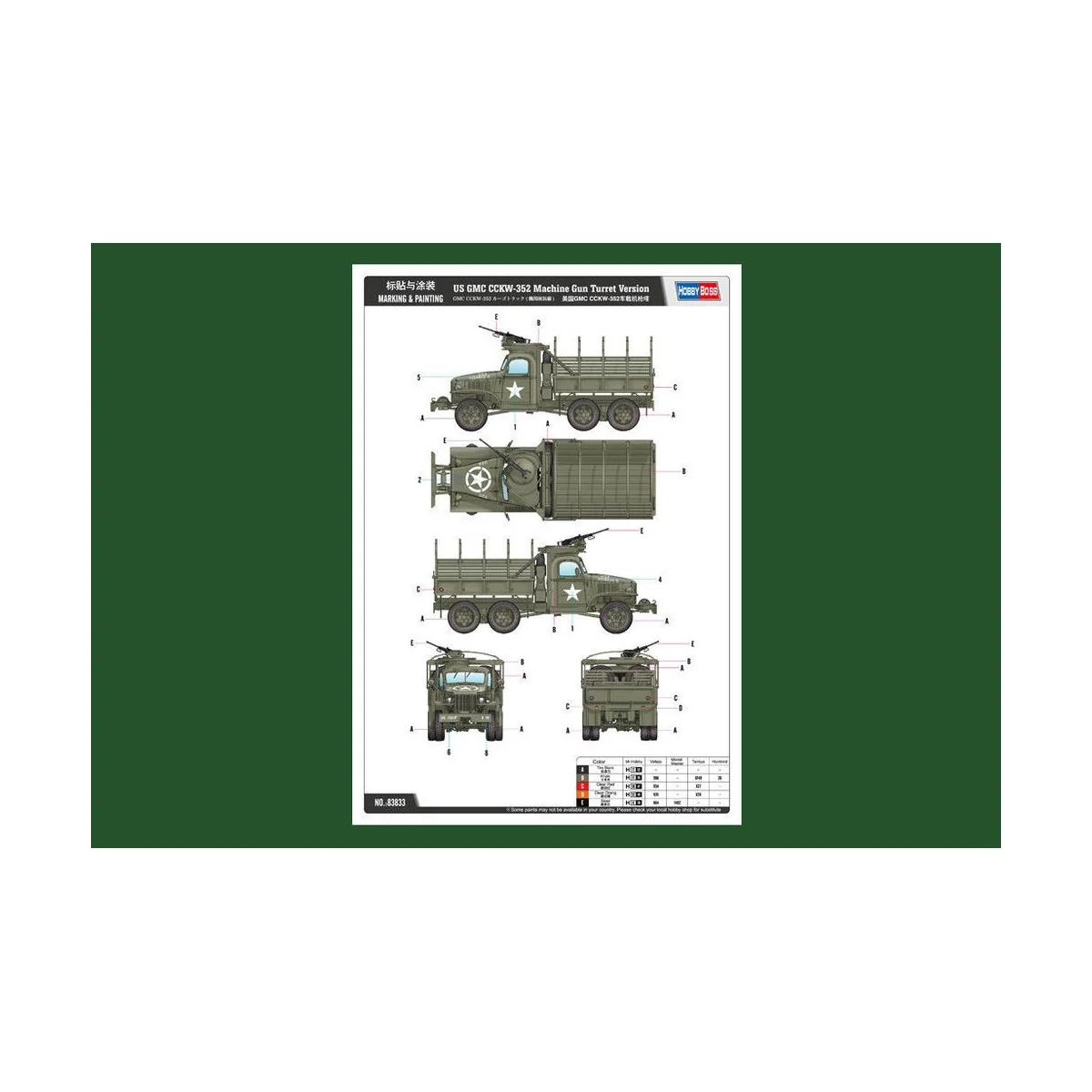 US GMC CCKW-352 Machine Gun Turret Versi, 1/35 - Hobby Boss 83833