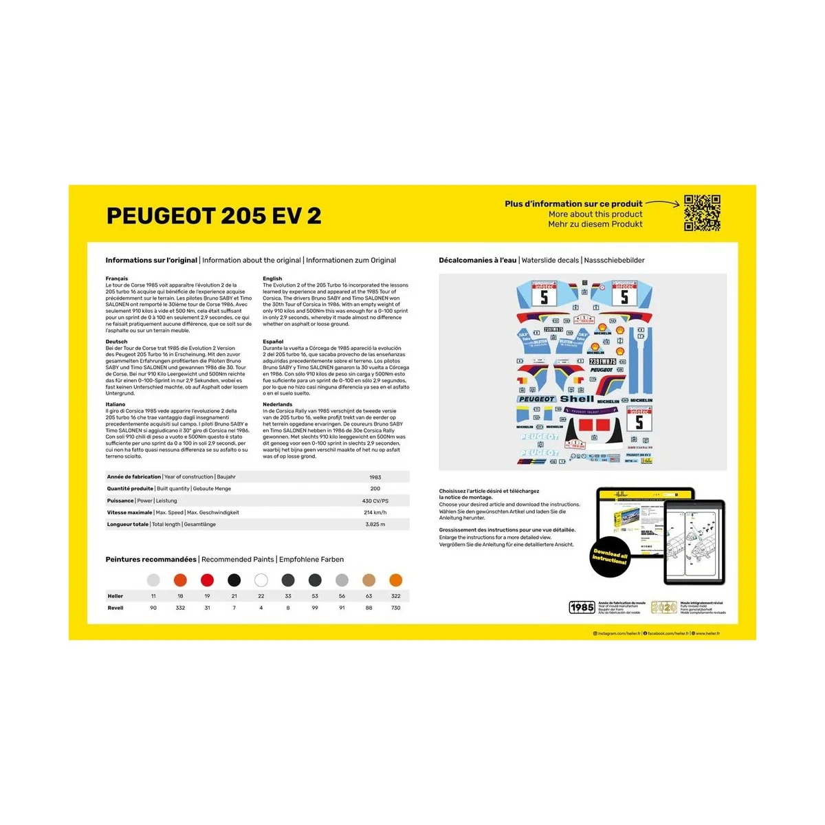 STARTER KIT Peugeot 205 EV 2, 1/24 - Heller 56716