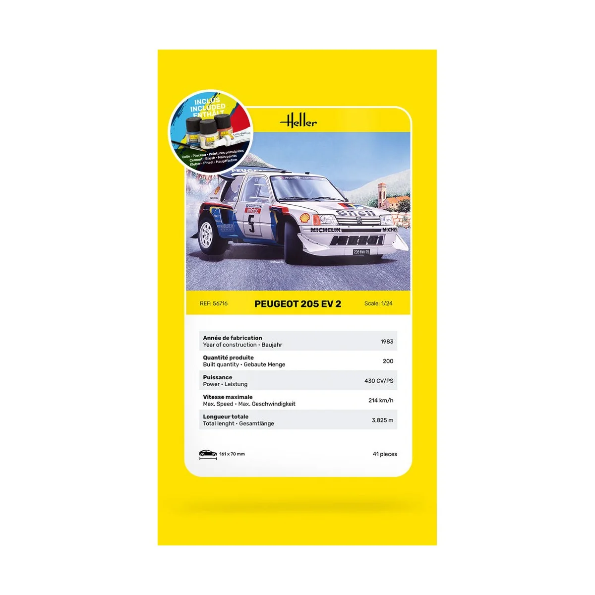 STARTER KIT Peugeot 205 EV 2, 1/24 - Heller 56716