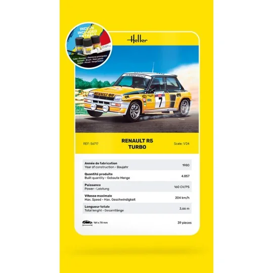 STARTER KIT Renault R5 Turbo, 1/24 - Heller 56717 STARTER KIT Renault R5 Turbo, 1/24 - Heller 56717