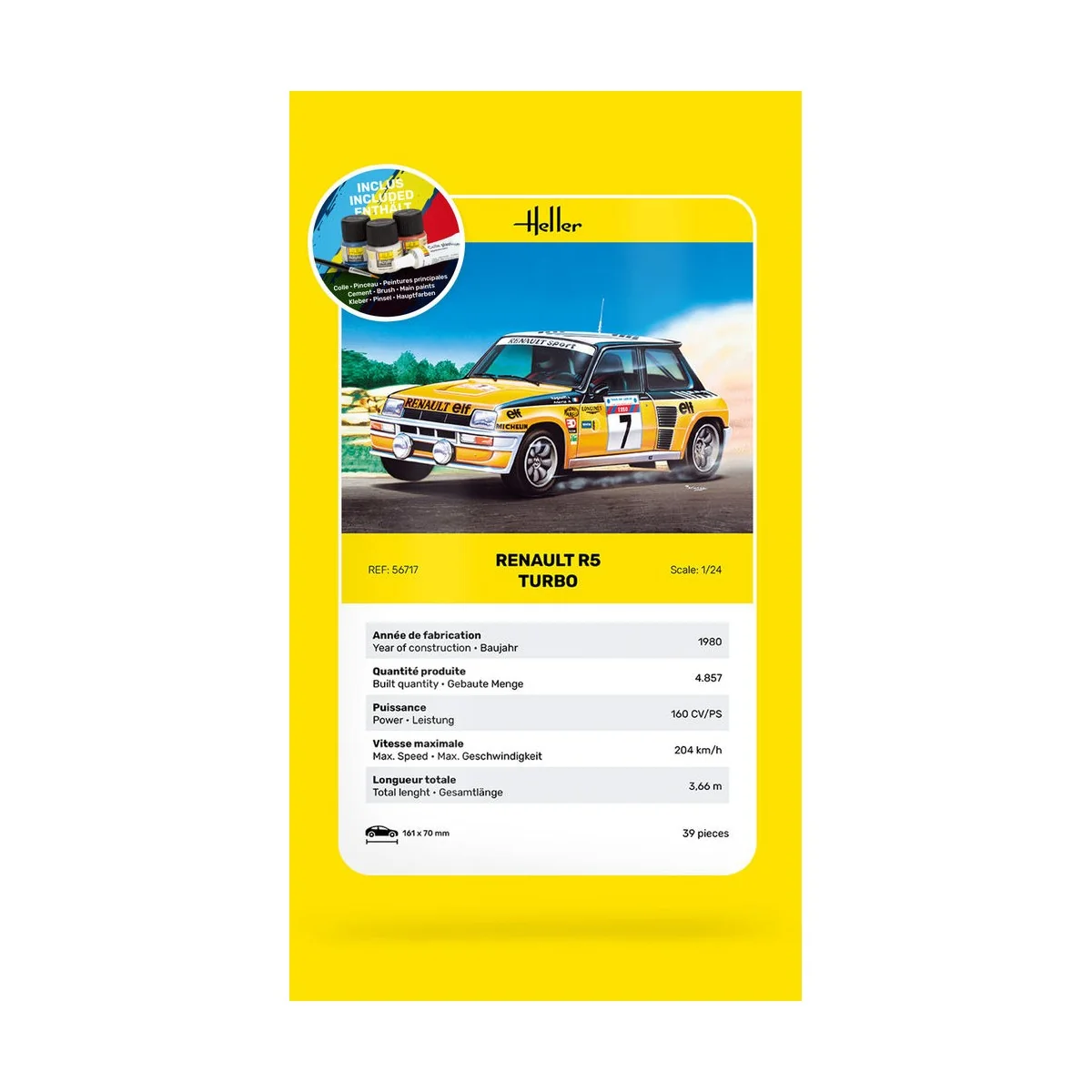 STARTER KIT Renault R5 Turbo, 1/24 - Heller 56717 STARTER KIT Renault R5 Turbo, 1/24 - Heller 56717