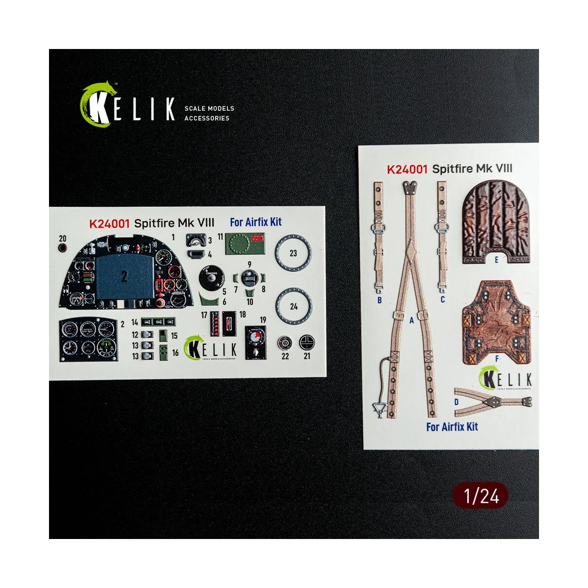 Spitfire Mk VIII interior 3D decals for Airfix kit, 1/24 - Kelik K2...