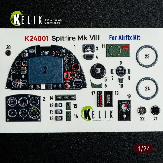 Spitfire Mk VIII interior 3D decals for Airfix kit, 1/24 - Kelik K2...