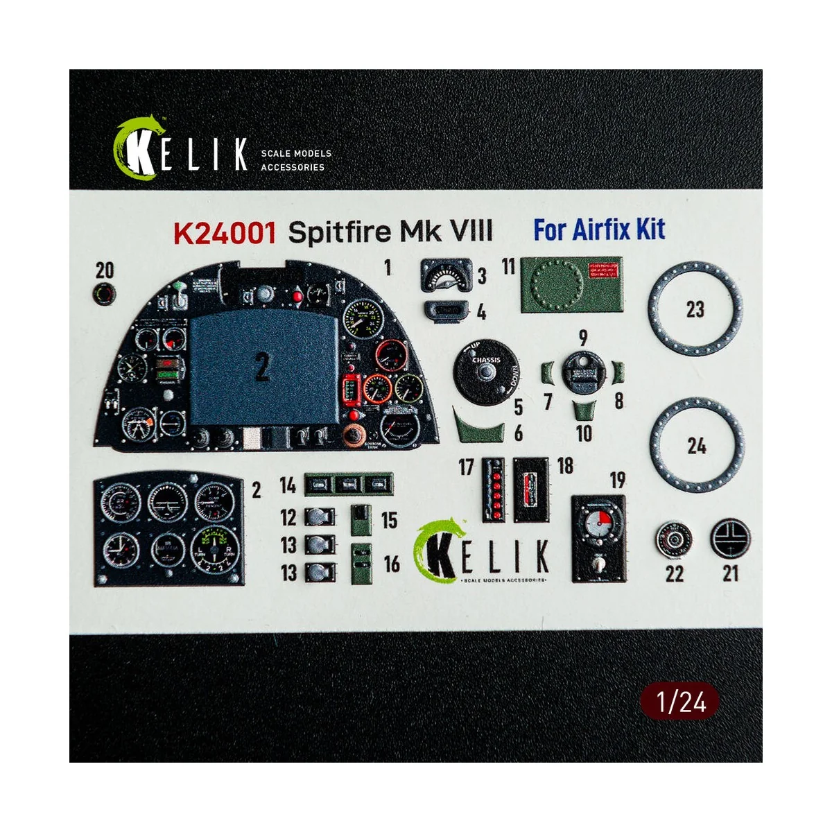 Spitfire Mk VIII interior 3D decals for Airfix kit, 1/24 - Kelik K2...