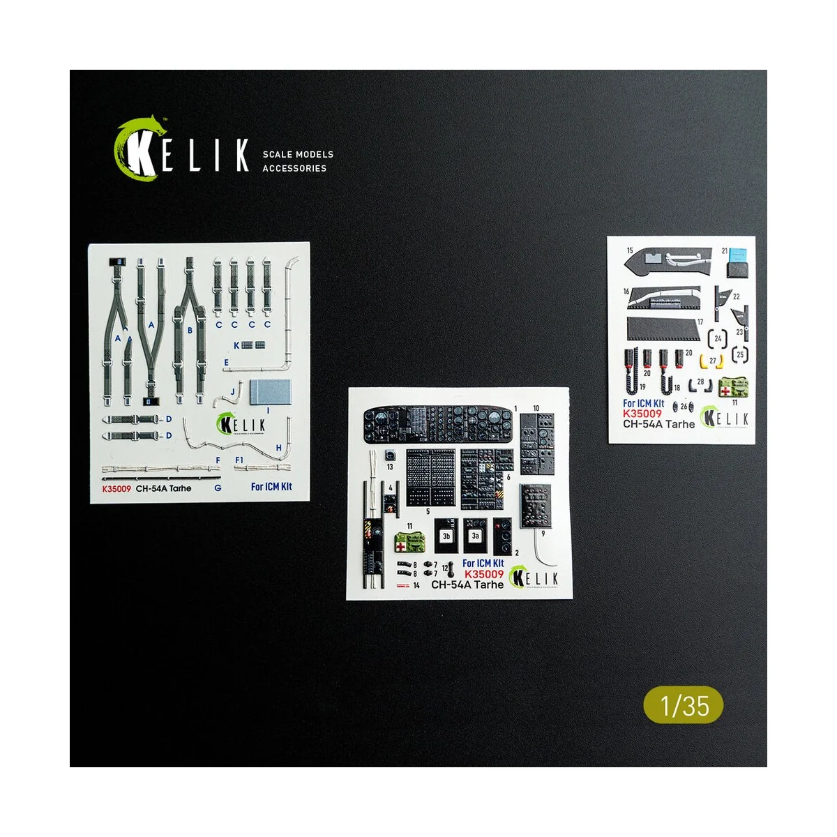 CH-54A Tarhe interior 3D decals for ICM kit, 1/35 - Kelik K35009