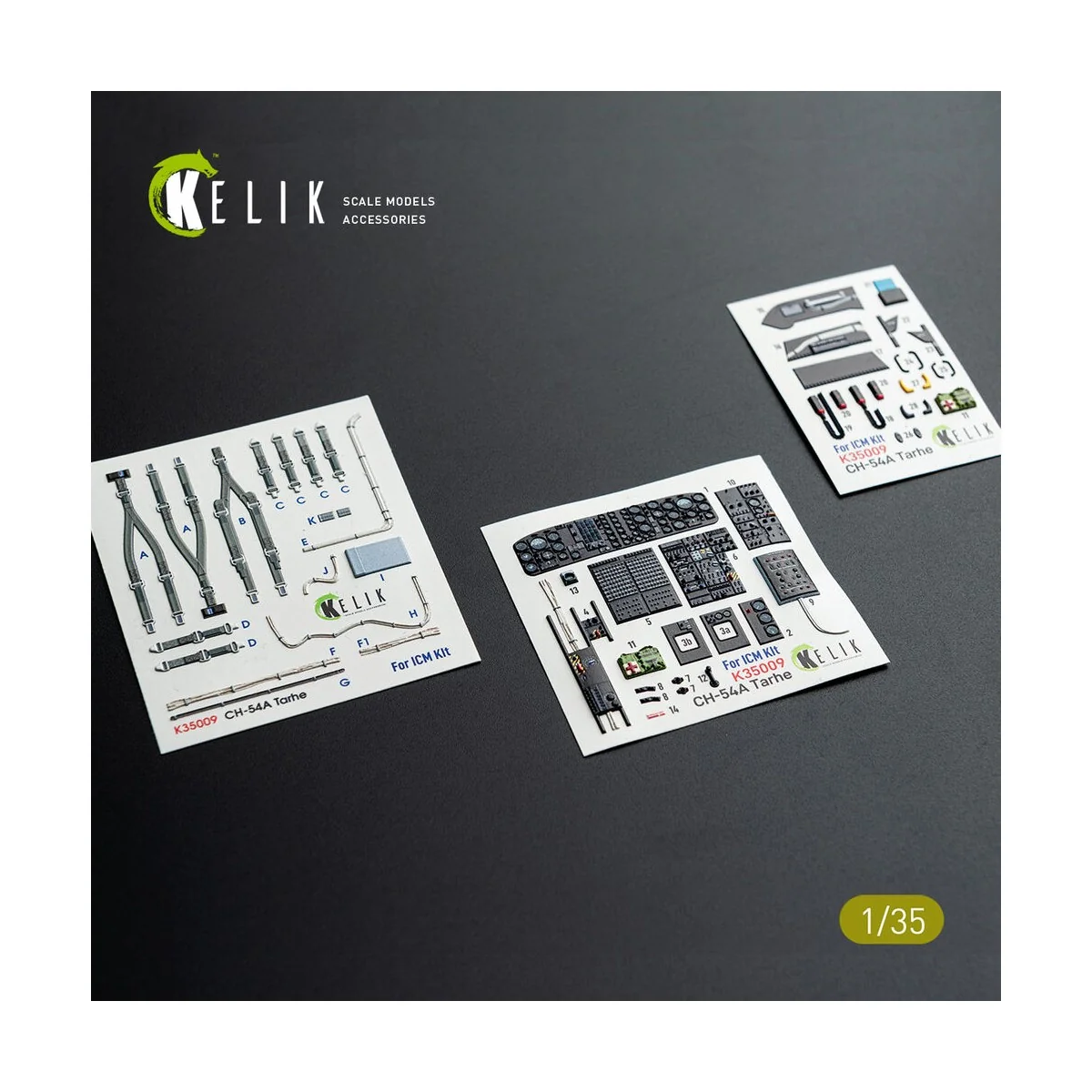 CH-54A Tarhe interior 3D decals for ICM kit, 1/35 - Kelik K35009