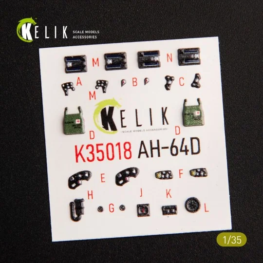 AH-64D Apache interior 3D decals for Takom kit, 1/35 - Kelik K35018