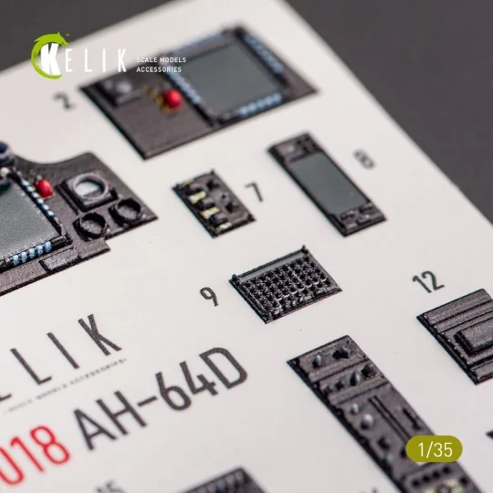 AH-64D Apache interior 3D decals for Takom kit, 1/35 - Kelik K35018