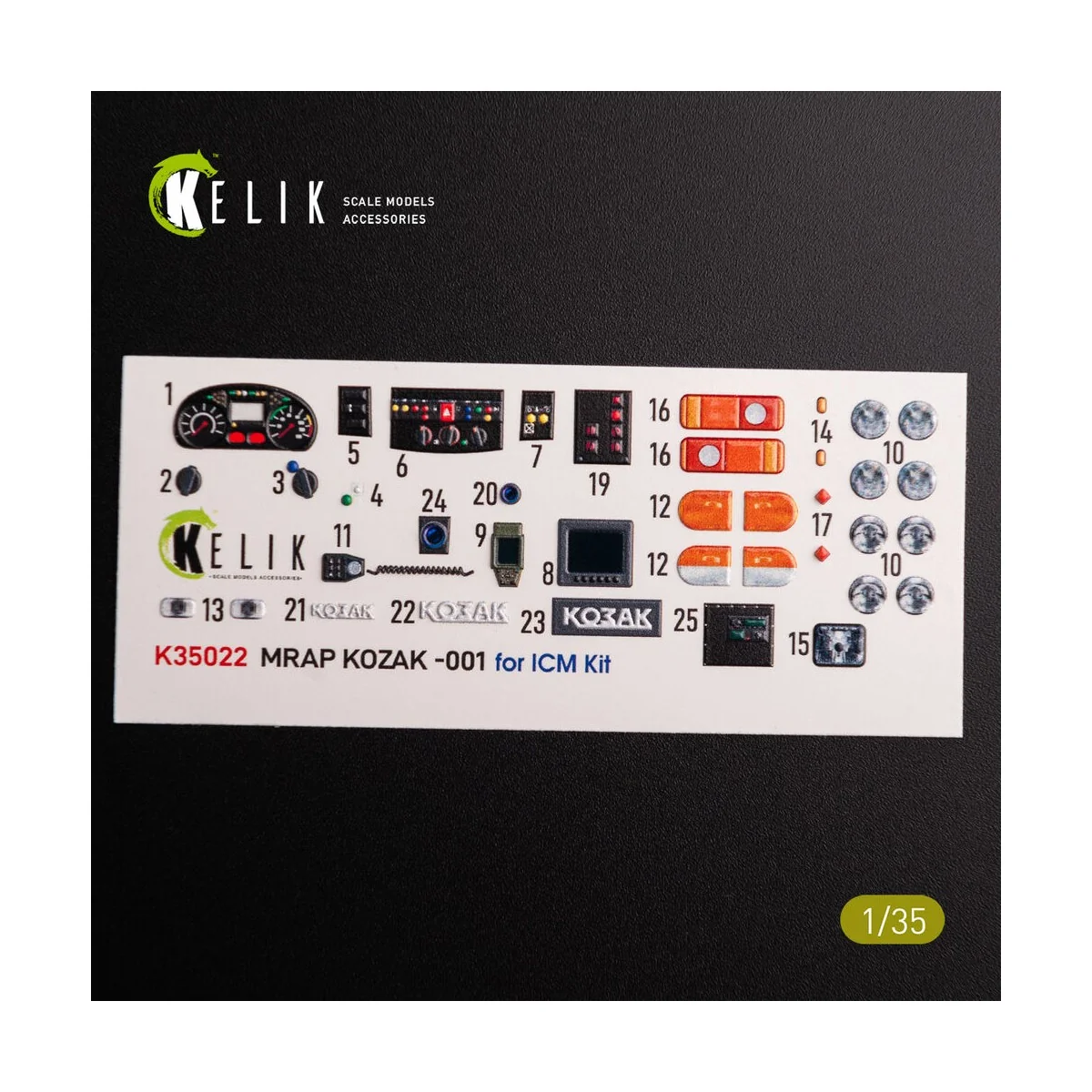 Kozak-001 Ukrainian MRAP 3D decals for ICM kit, 1/35 - Kelik K35022