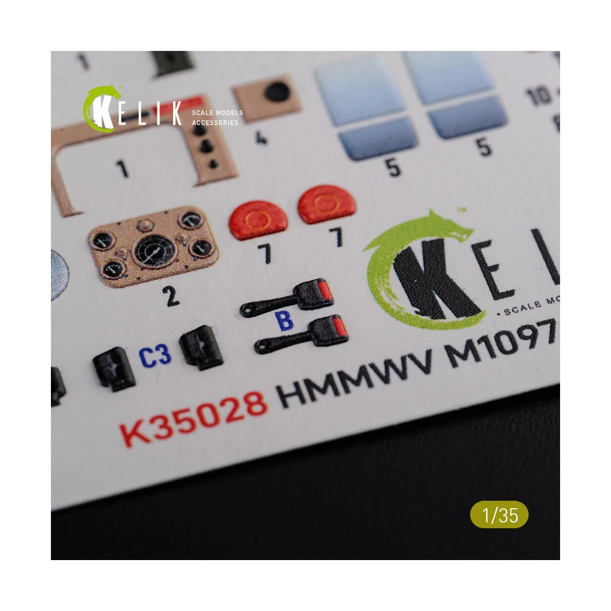 HMMWV M1097 3D Decal for ICM kit, 1/35 - Kelik K35028