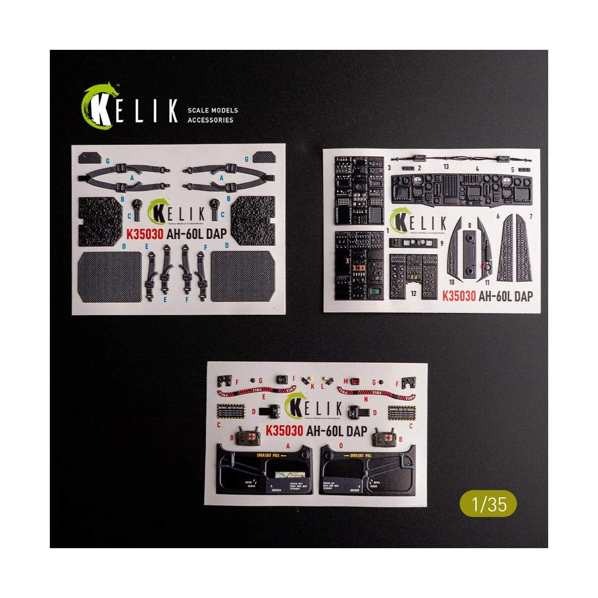 AH-60L DAP interior 3D decals for Academy kit, 1/35 - Kelik K35030