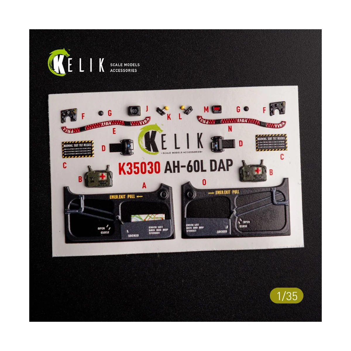 AH-60L DAP interior 3D decals for Academy kit, 1/35 - Kelik K35030