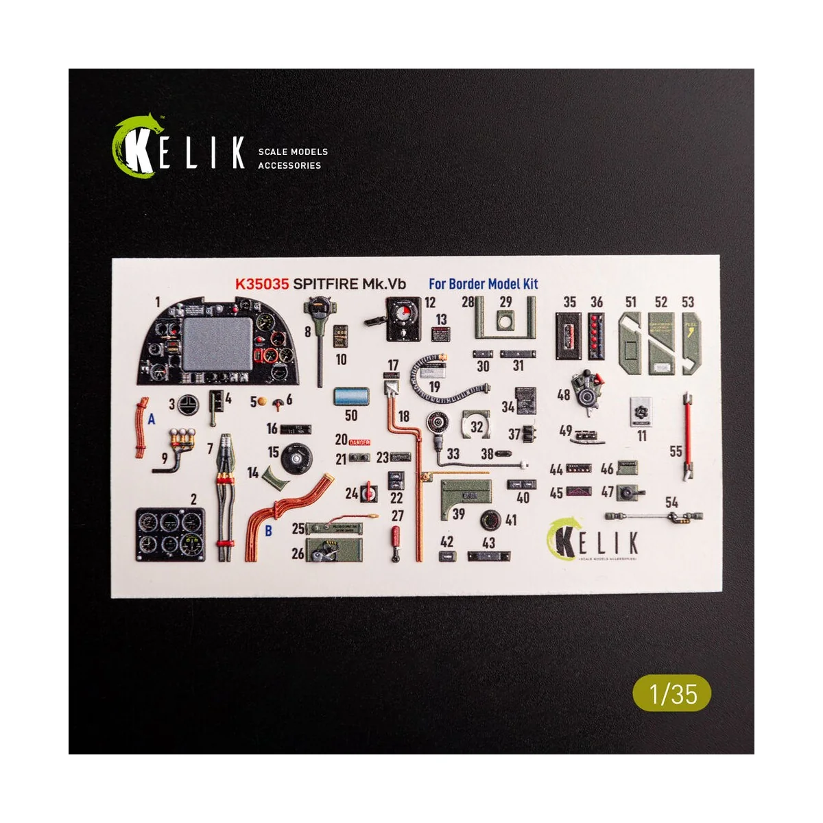 Spitfire Mk.VB - interior 3D decals for Border Models kit, 1/35 - K...