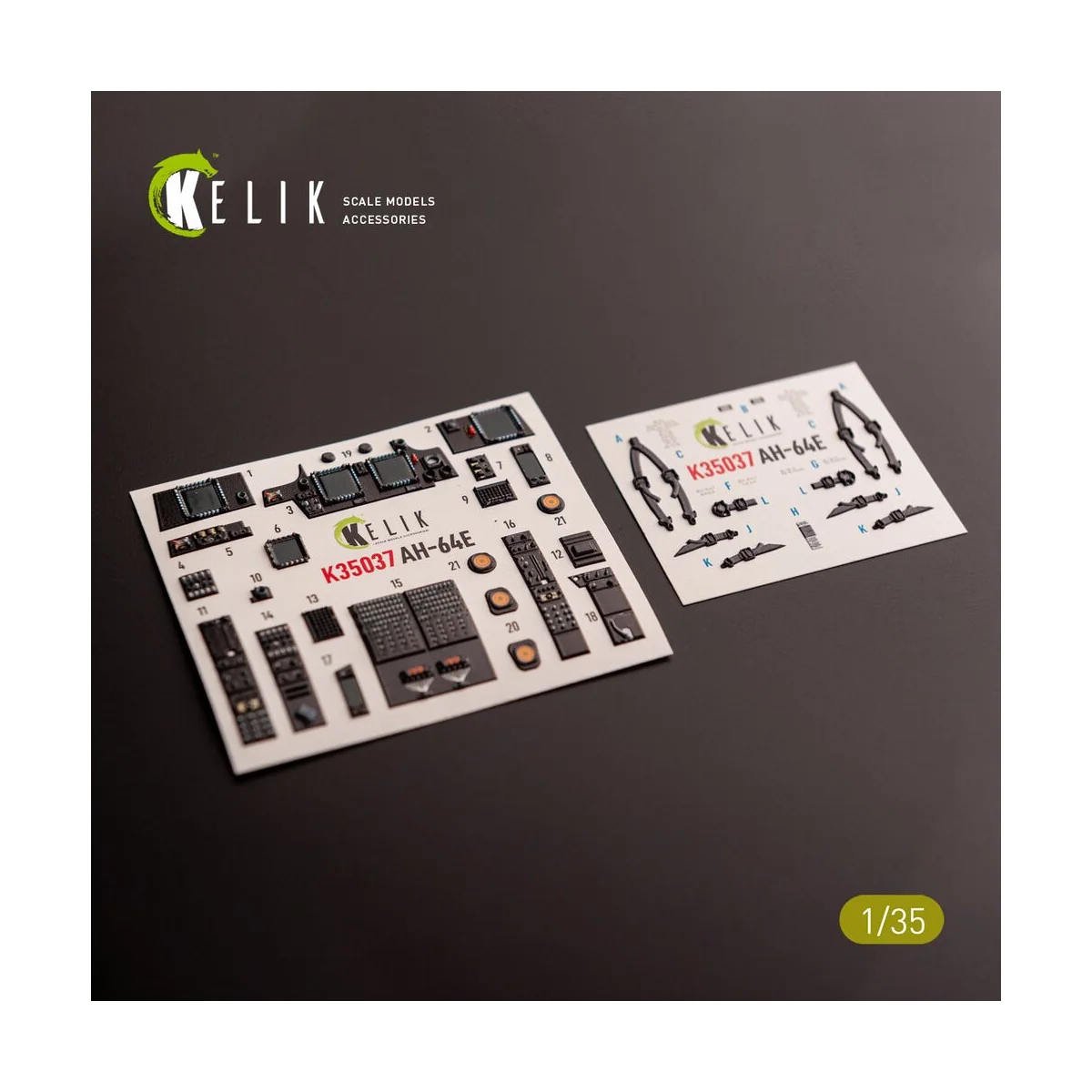 AH-64E Apache interior 3D decals for Takom kit, 1/35 - Kelik K35037