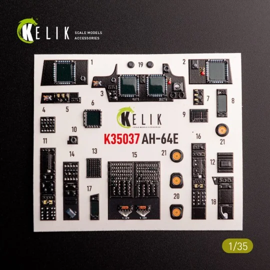 AH-64E Apache interior 3D decals for Takom kit, 1/35 - Kelik K35037