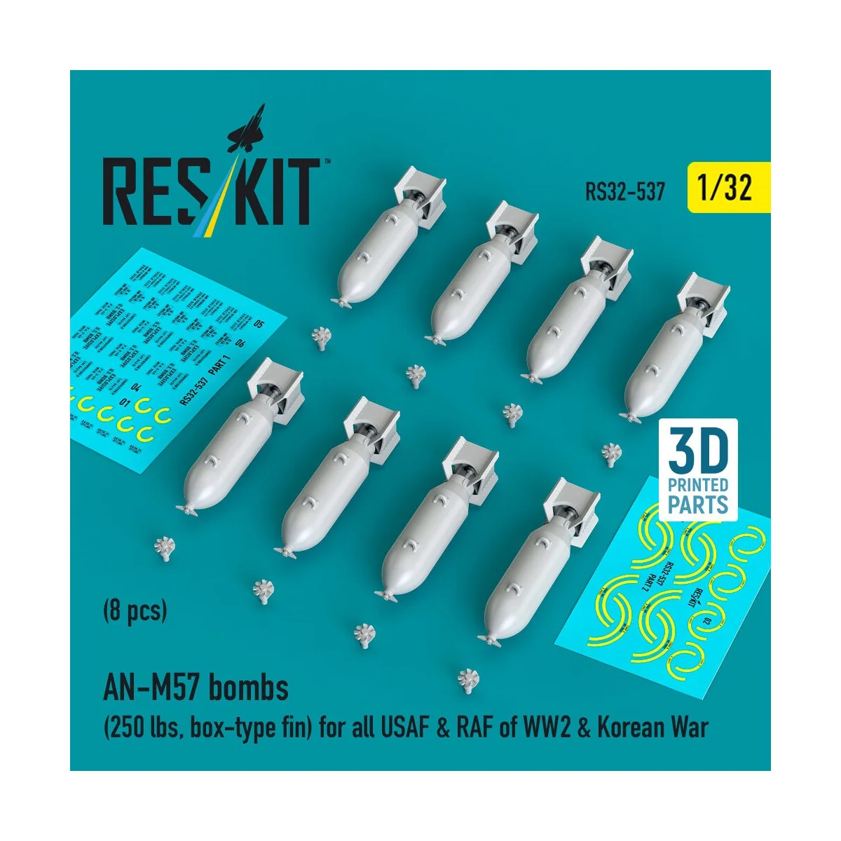 AN-M57 bombs (250 lbs, box-type fin) for all USAF & RAF of WW2 & Ko...