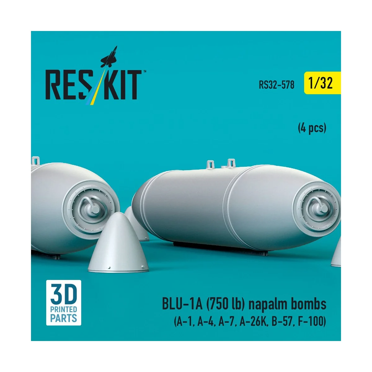 BLU-1A (750 lb) napalm bombs (4 pcs) (A-1, A-4, A-7, A-26K, B-57, F...