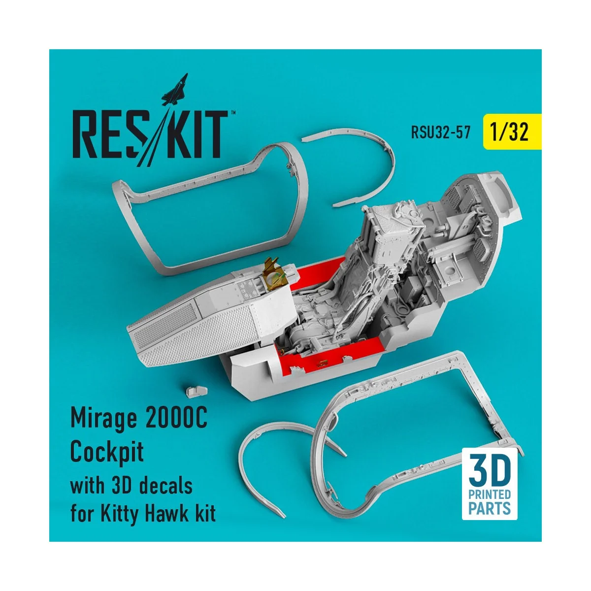Mirage 2000C Cockpit with 3D decals for Kitty Hawk kit, 1/32 - ResK...