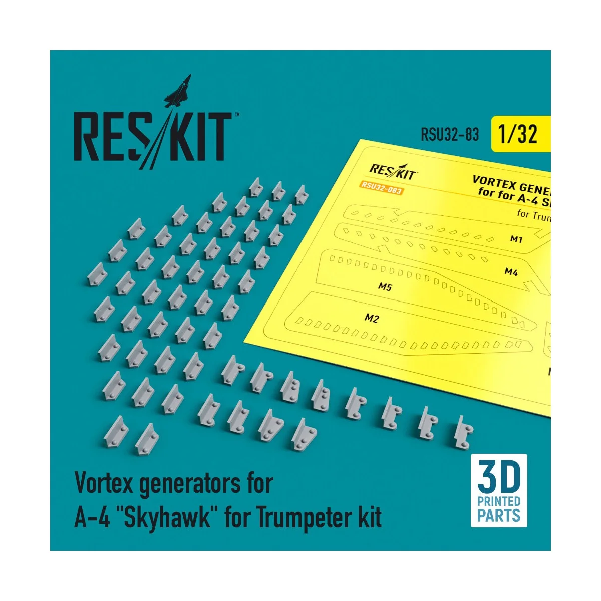 Vortex generators for A-4 Skyhawk for Trumpeter kit (3D Printed), 1...