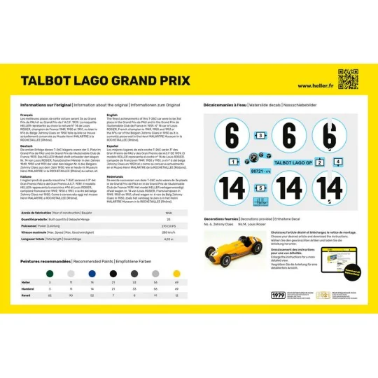 STARTER KIT Talbot Lago Grand Prix, 1/24 - Heller 56721 STARTER KIT Talbot Lago Grand Prix, 1/24 - Heller 56721