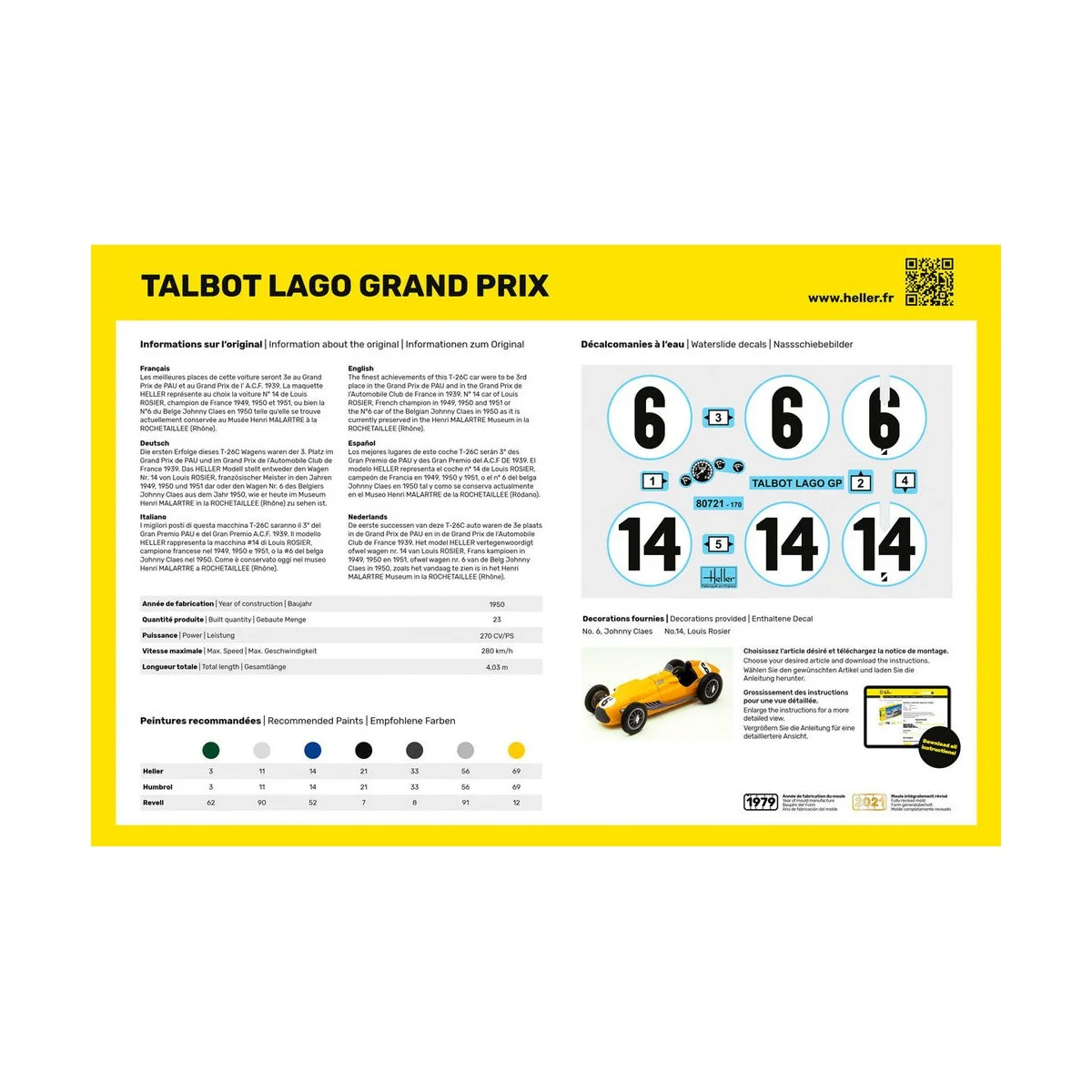 STARTER KIT Talbot Lago Grand Prix, 1/24 - Heller 56721 STARTER KIT Talbot Lago Grand Prix, 1/24 - Heller 56721