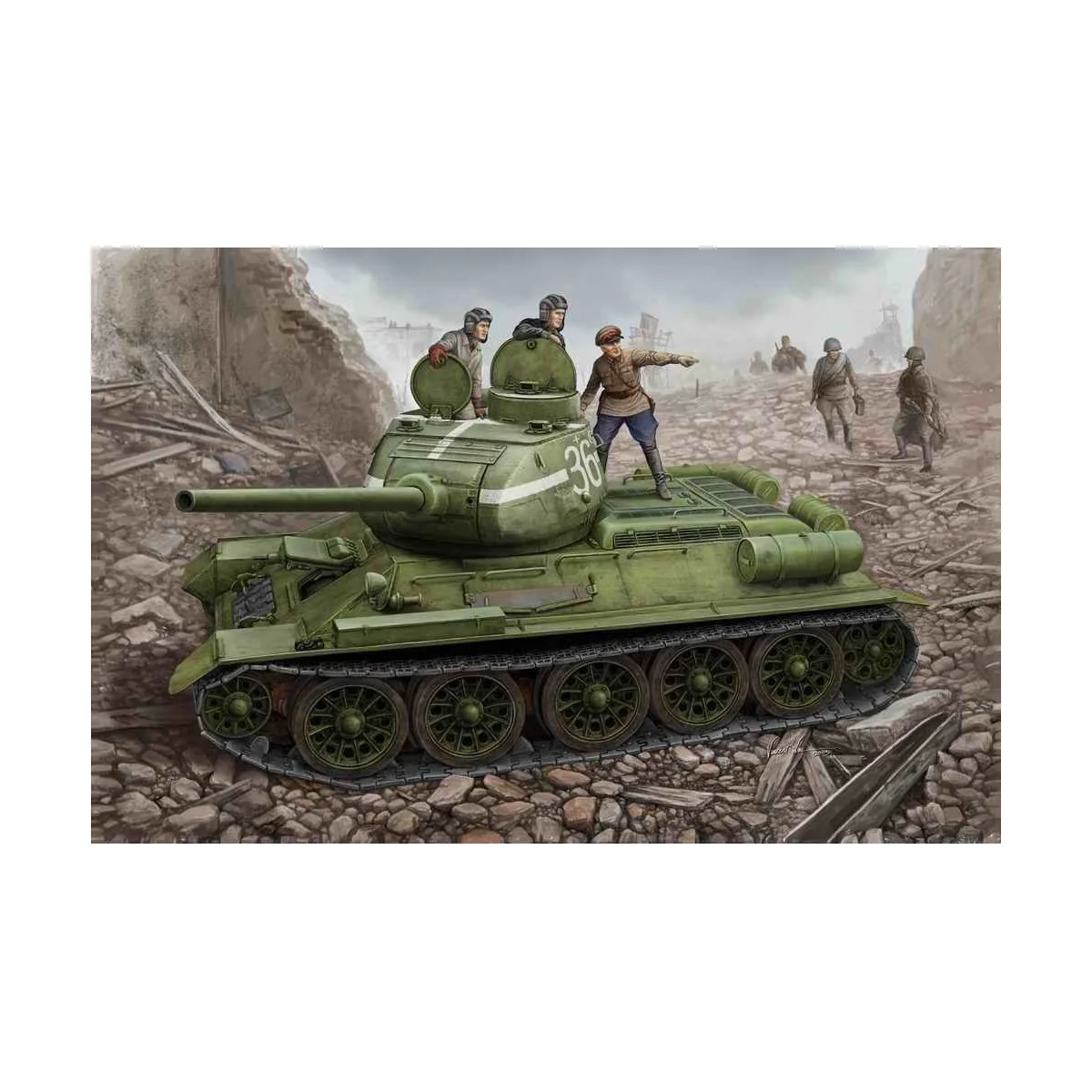 Russian T-34/85 (1944 flattened turret) tank, 1/48 - Hobby Boss 84807 Russian T-34/85 (1944 flattened turret) tank, 1/48 - Hobby Boss 84807