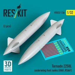 Tornado 2250L underwing fuel tanks (RAF, RSAF) (2 pcs) (3D Printed)...