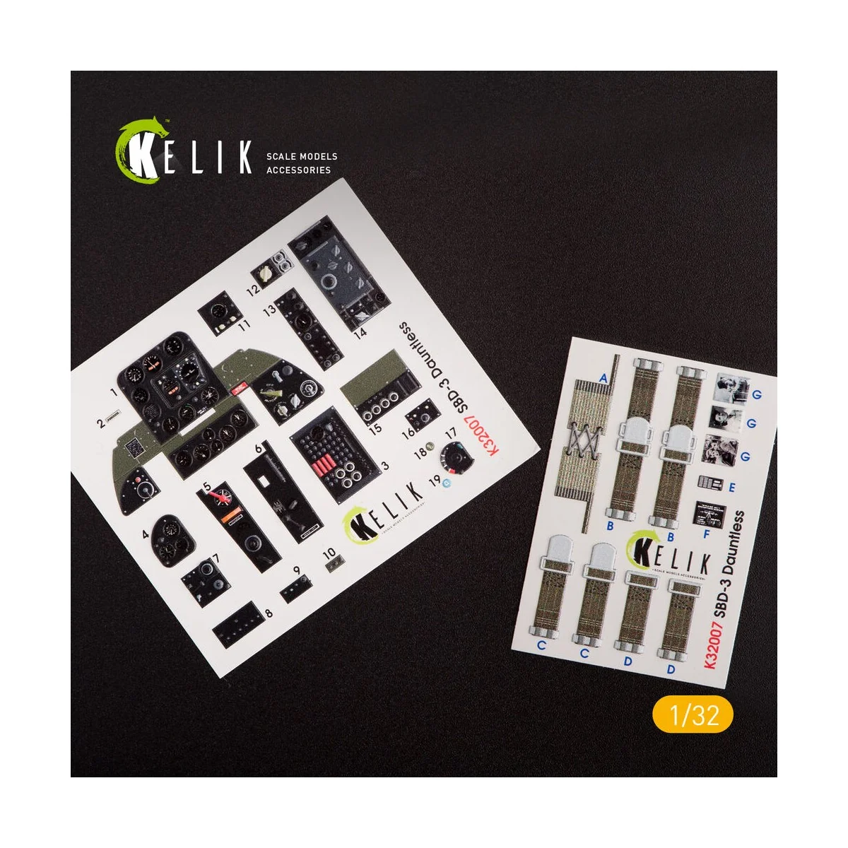 SBD-3 Dauntless interior 3D decals for Trumpeter kit, 1/32 - Kelik ...