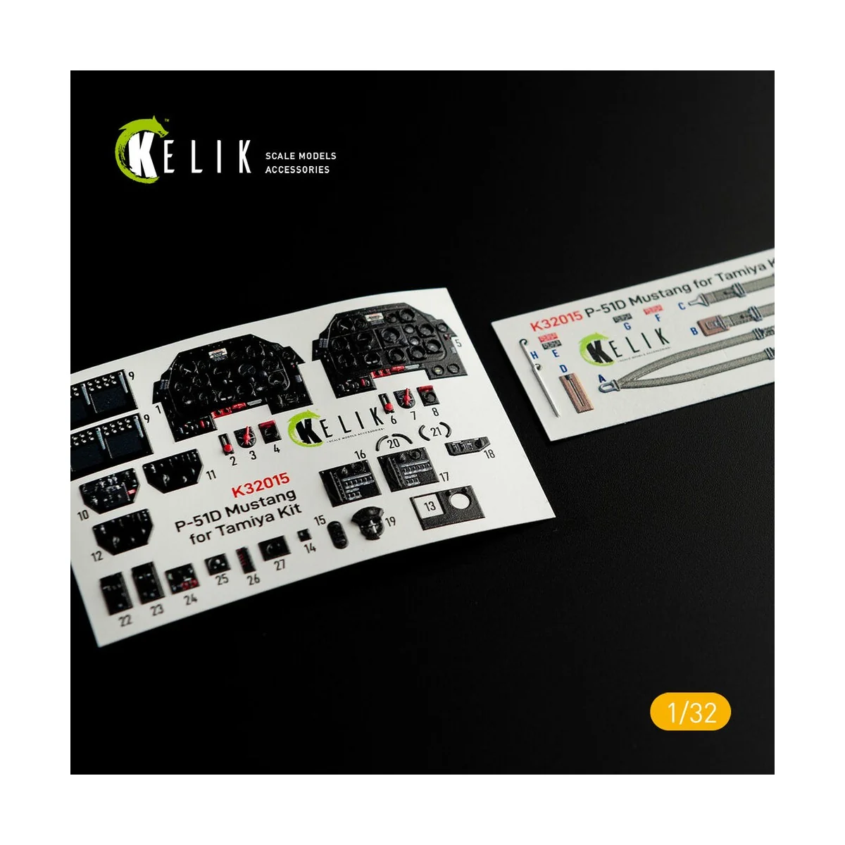 P-51D Mustang - Interior 3D Decal for Tamiya kit, 1/32 - Kelik K32015