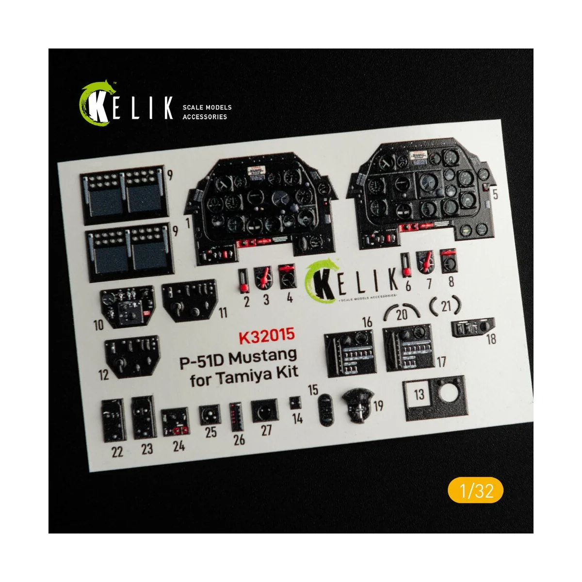 P-51D Mustang - Interior 3D Decal for Tamiya kit, 1/32 - Kelik K32015