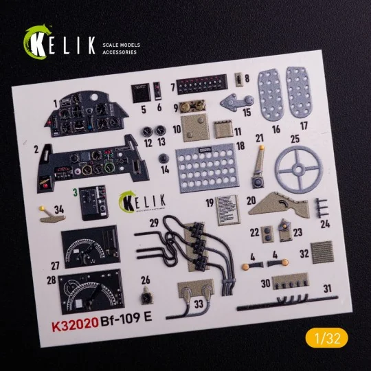 BF-109 E - Interior 3D Decal with 3D printed parts for Trumpeter ki...