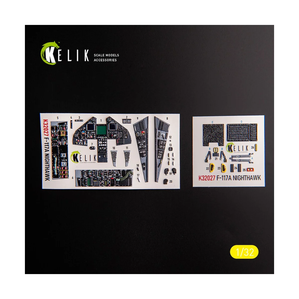 F-117A - Type 1 interior 3D decals for Trumpeter kit, 1/32 - Kelik ...