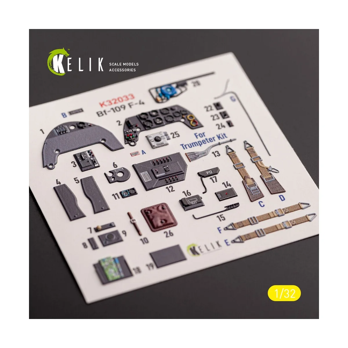 BF-109 F-4 - interior 3D decals for Trumpeter kit, 1/32 - Kelik K32033