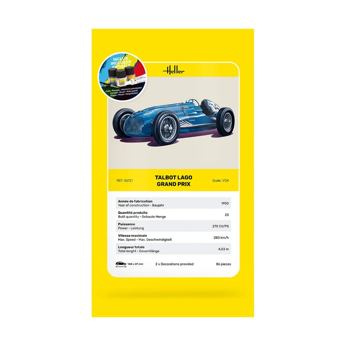 STARTER KIT Talbot Lago Grand Prix, 1/24 - Heller 56721 STARTER KIT Talbot Lago Grand Prix, 1/24 - Heller 56721