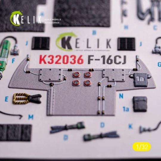 F-16CJ - interior 3D decals for Tamiya kit, 1/32 - Kelik K32036