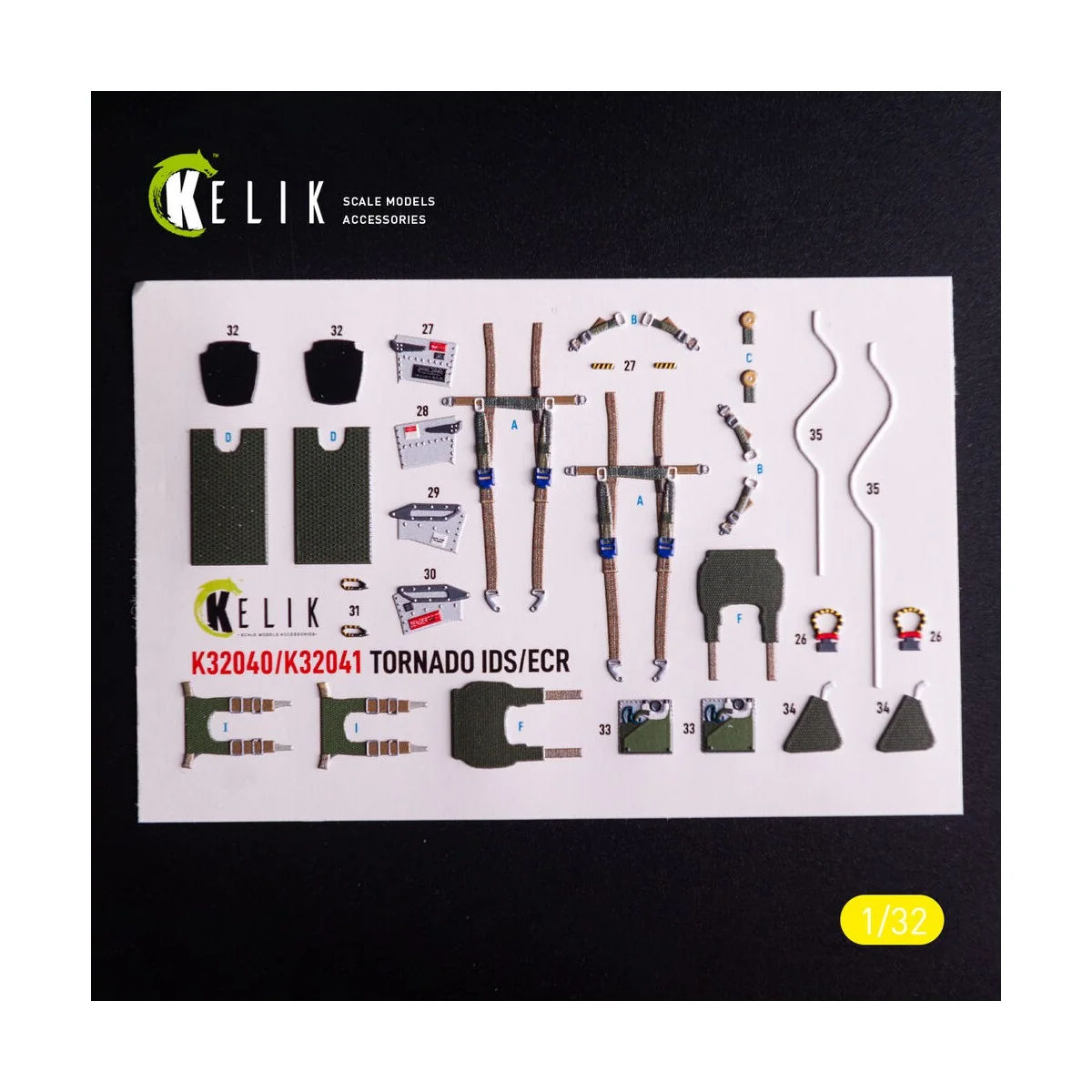 Tornado IDS - interior 3D decals for Italeri kit, 1/32 - Kelik K32040