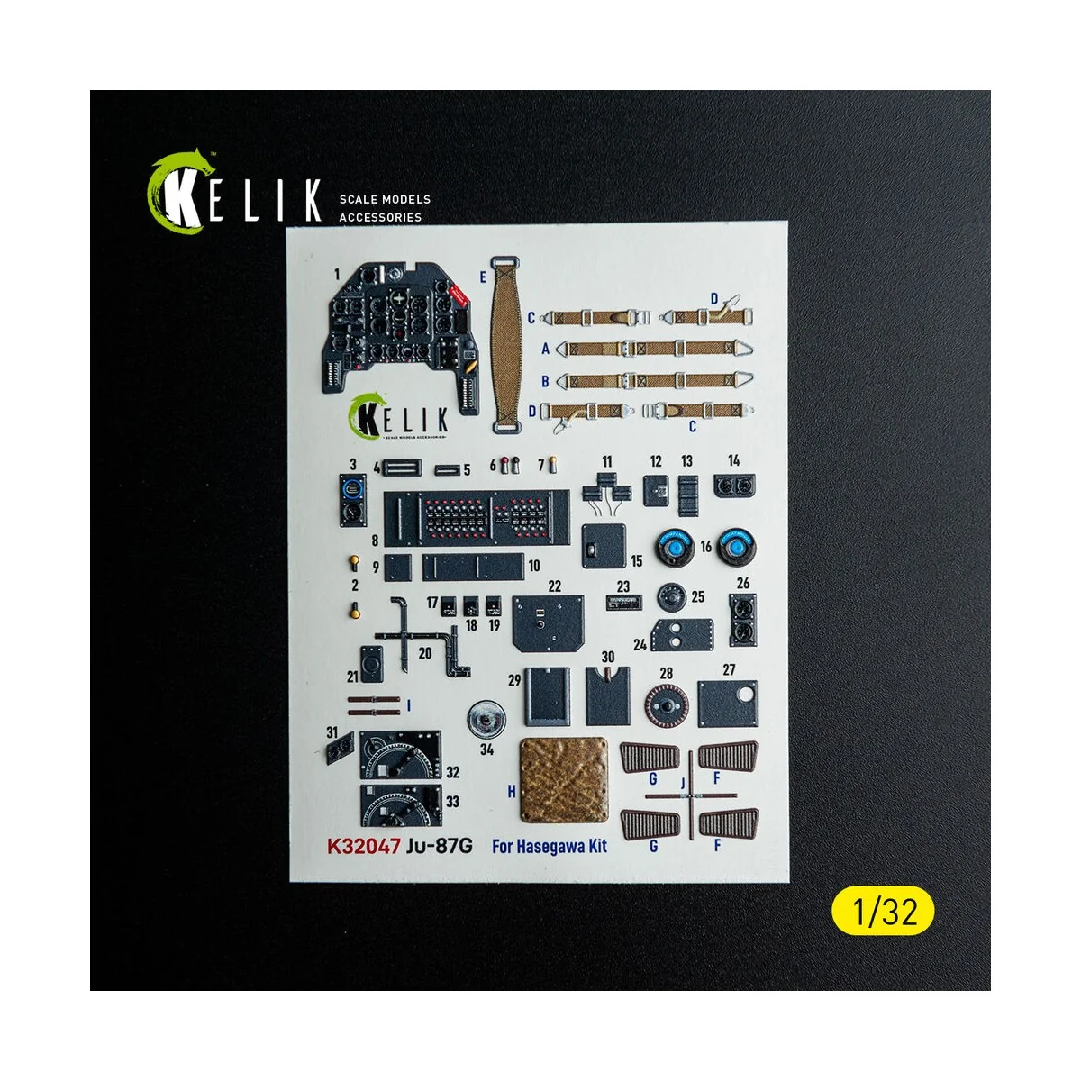 Ju-87G - interior 3D decals for Hasegawa kit, 1/32 - Kelik K32047