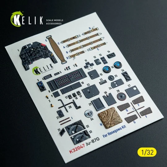 Ju-87G - interior 3D decals for Hasegawa kit, 1/32 - Kelik K32047