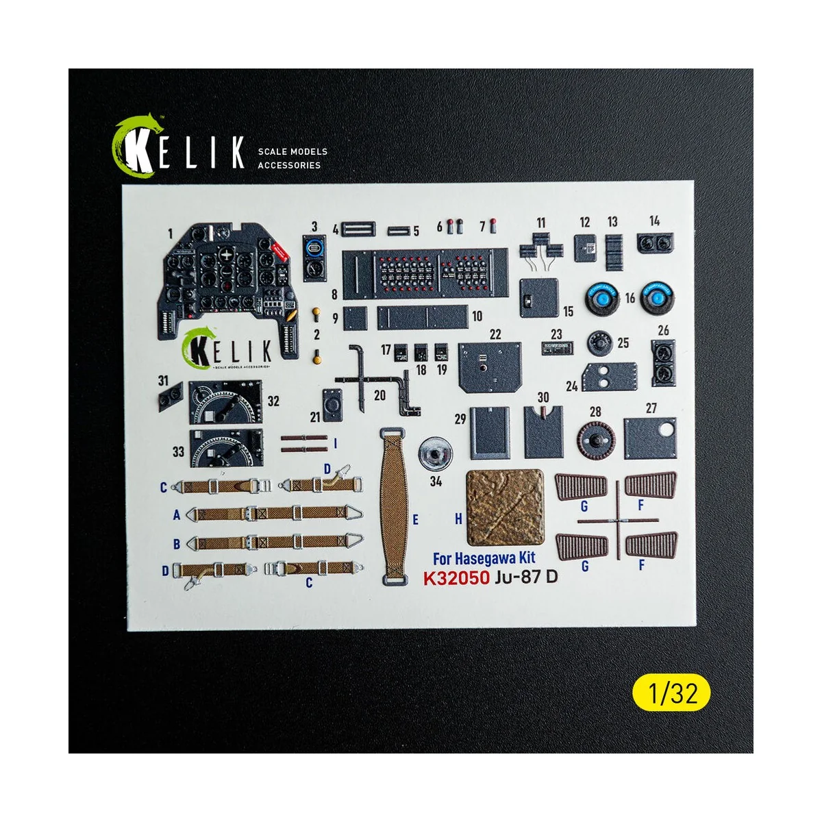 Ju-87D - interior 3D decals for Hasegawa kit, 1/32 - Kelik K32050