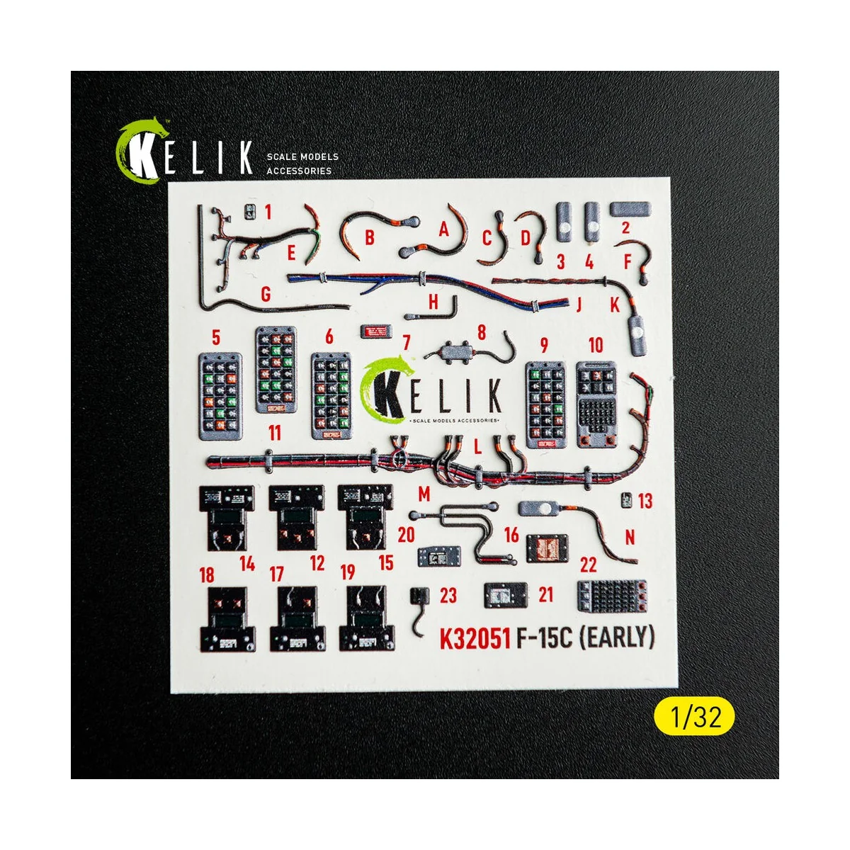 F-15C (early) - interior 3D decals for Tamiya kit, 1/32 - Kelik K32051