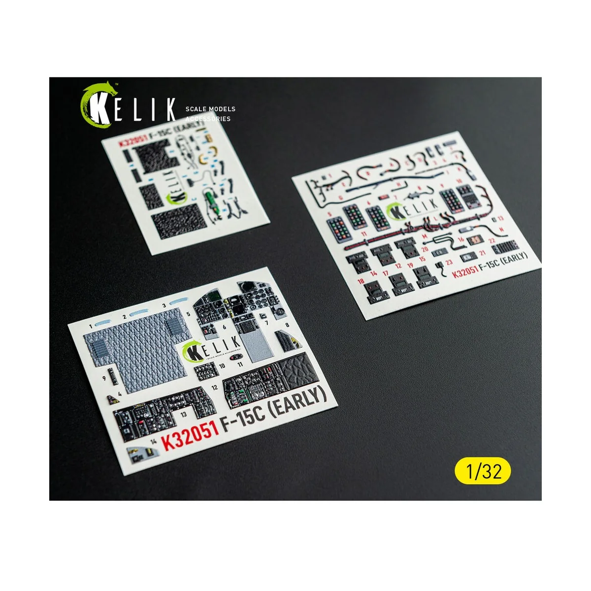 F-15C (early) - interior 3D decals for Tamiya kit, 1/32 - Kelik K32051