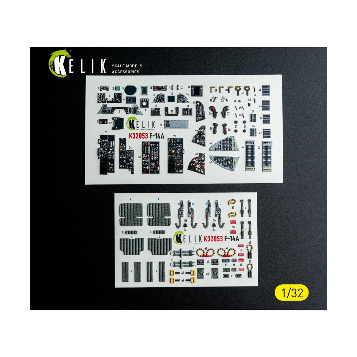 F-14A - interior 3D decals for Tamiya kit, 1/32 - Kelik K32053