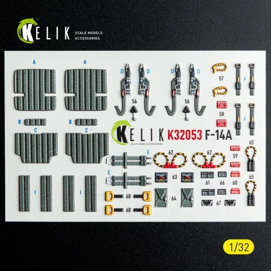F-14A - interior 3D decals for Tamiya kit, 1/32 - Kelik K32053