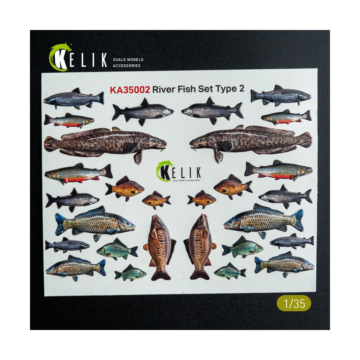 River Fish set Type 2 - 3D Decal for dioramas, 1/35 - Kelik KA35002