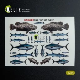 Sea Fish set Type 1 - 3D Decal for dioramas, 1/35 - Kelik KA35003