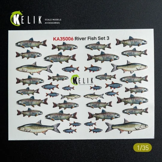 River Fish set Type 3 - 3D Decal for dioramas, 1/35 - Kelik KA35006