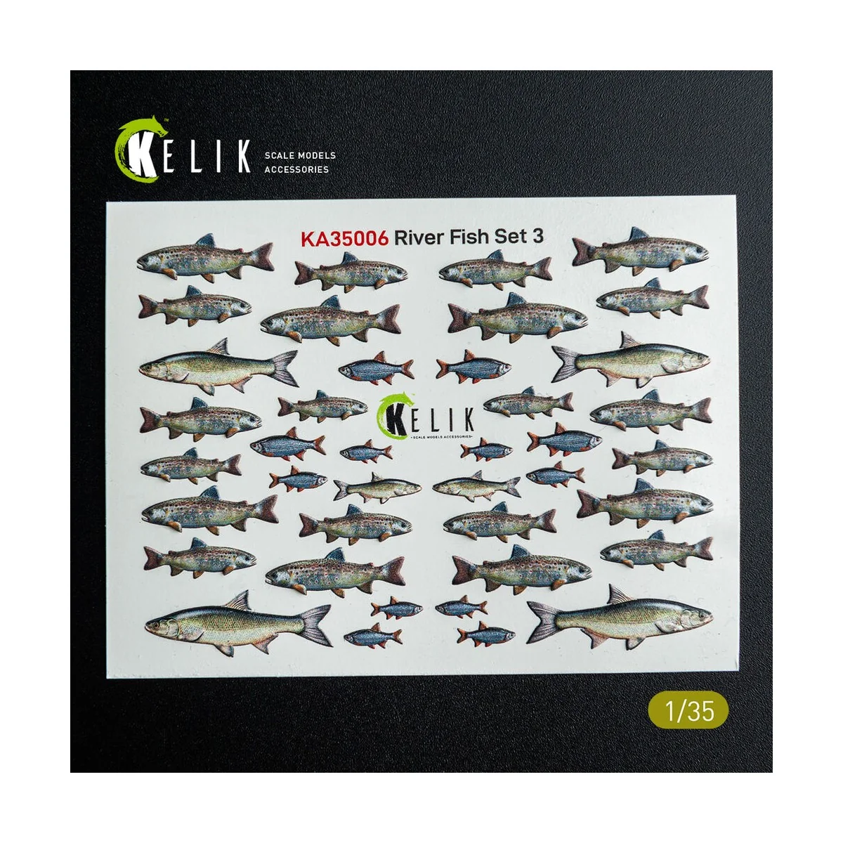 River Fish set Type 3 - 3D Decal for dioramas, 1/35 - Kelik KA35006