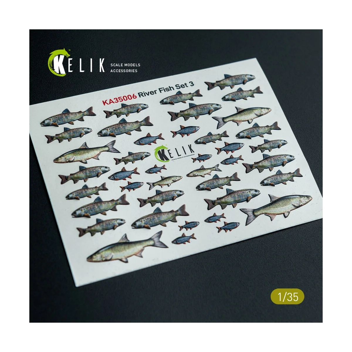 River Fish set Type 3 - 3D Decal for dioramas, 1/35 - Kelik KA35006