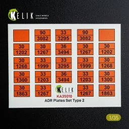 ADR Plates Set Type 2 - Decal for models, 1/35 - Kelik KA35010
